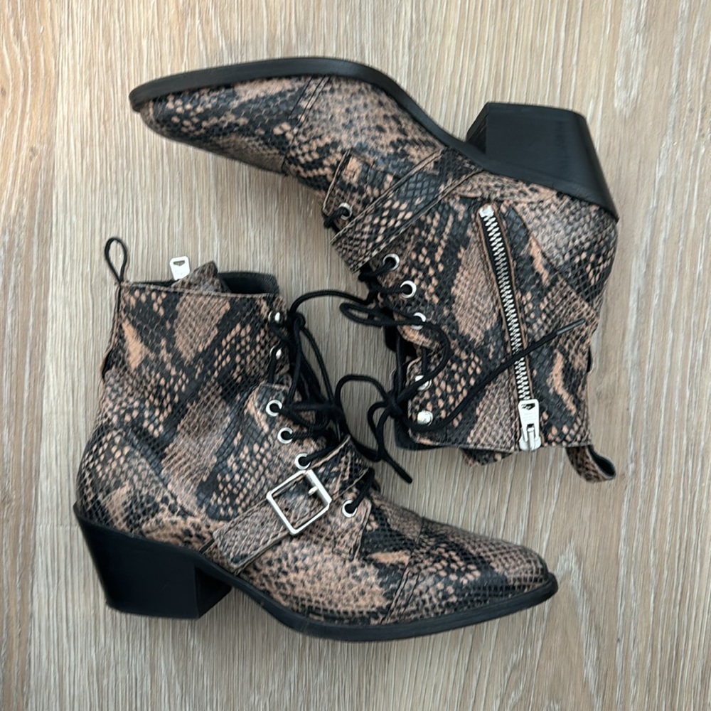 All Saints snakeskin lace-up ankle boot